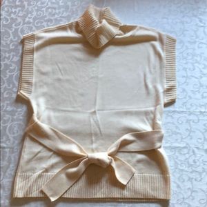 Cream turtleneck sweater.